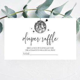 Small Disco Ball 'disco Baby' Baby Shower Diaper Raffle Enclosure Invitations Front View