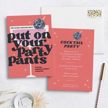 disco ball retro cocktail party invitation