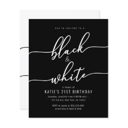 Small Discount Adult, Black And White Party Invitations Front View