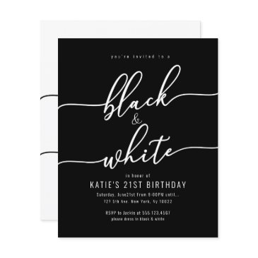 discount adult, black and white party invitations