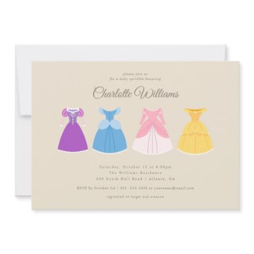 disney princess dresses | girl baby sprinkle invitation