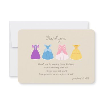 disney princess dresses girls birthday thank you invitation