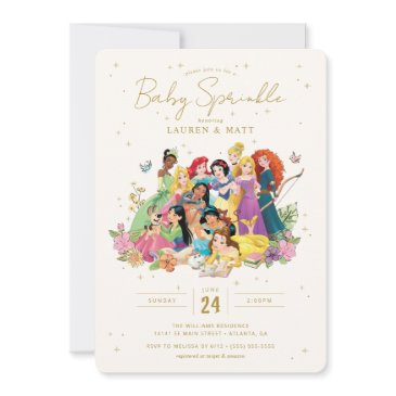 disney princess gold floral girl baby spinkle invitation