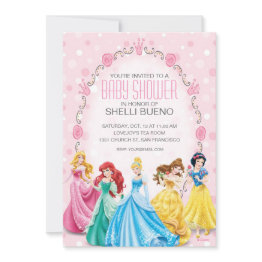Small Disney Princess It's A Girl Baby Shower Invitation Front View
