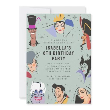 disney villains birthday - sage green invitation