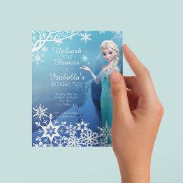 Small Disney's Frozen Elsa Birthday Party Invitation Front View