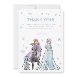 Small Disney's Frozen Girls Snowflake Birthday Thank You Invitations Front View