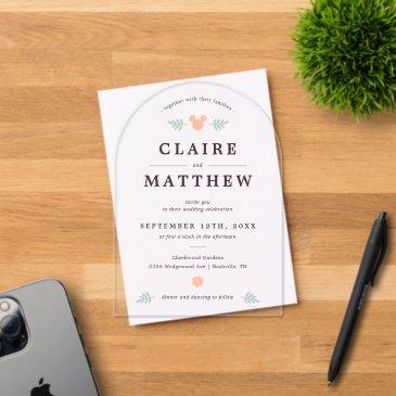 disney's mickey mouse love is in bloom wedding acrylic invitations