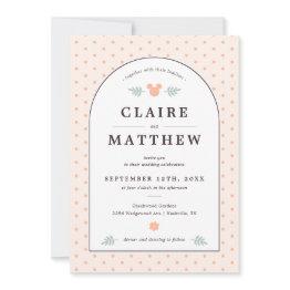 Small Disney's Mickey Mouse Love Is In Bloom Wedding Invitation Front View