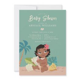 Small Disney's Moana Baby Shower Invitation Front View
