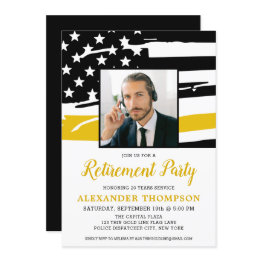 Small Dispatcher Retirement Personalized Photo Gold Flag Invitation Front View