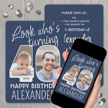 diy colors • look who's 40 birthday party 2 photo invitation