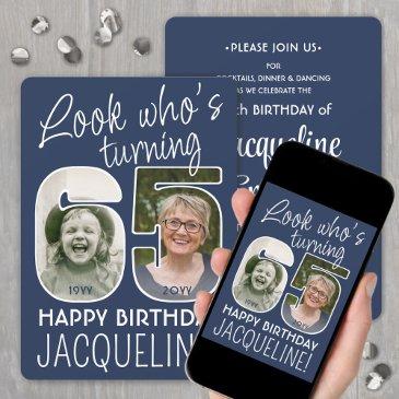 diy colors • look who's 65 birthday party 2 photo invitation