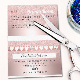 Small Diy Credit Invitations Rose Gold Metallic Glitter Loyalty Front View