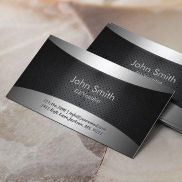 dj deejay cool black carbon modern metal business invitations