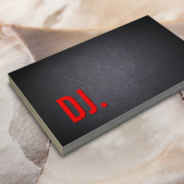 Small Dj Red Bold Text Elegant Dark Minimalist Business Invitations Front View