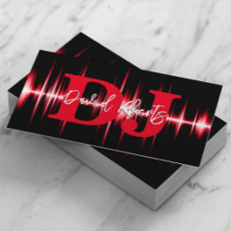 Small Djs Professional Sound Wave Bold Red Business Invitations Front View