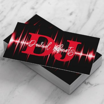 djs professional sound wave bold red business invitations