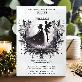 Small Do Witch Magical Dream Mystical Stars Moon Wedding Invitation Front View