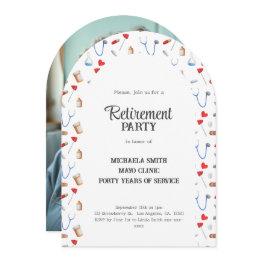 Small Doctor Nurse Retirement Photo Arch Invitation Front View