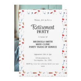 Small Doctor Nurse Retirement Photo Party Invitation Front View