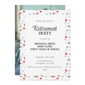 doctor nurse retirement photo party invitation