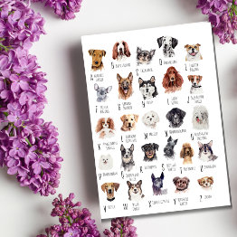 Small Dog Alphabet Watercolor Postinvitations Front View