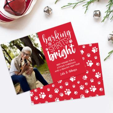 dog barking spirit bright paws red christmas holiday invitations