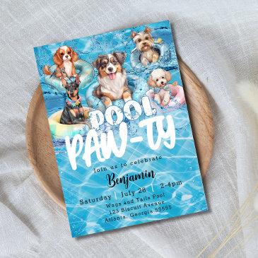 dog pool pawty party invitation