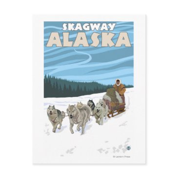 dog sledding scene - skagway, alaska postinvitations