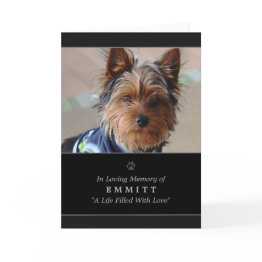 Small Dog Sympathy Custom Photo Memorial Invitations - Black Front View