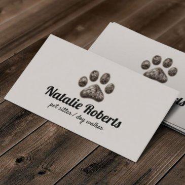 dog walker pet sitter cute furry paw print business invitations