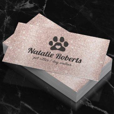 dog walker pet sitter paw heart blush rose gold business invitations