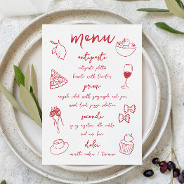 Small Dolce Vita Handwritten Italian Dinner Menu Front View