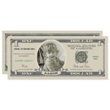 dollar bill invitation for a first birthday