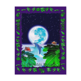 Small Dolphin Moon Paradise Art Series Postinvitations Front View