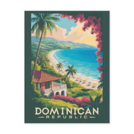 Small Dominican Republic Beach Illustration Travel Art Postinvitations Front View