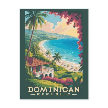 dominican republic beach illustration travel art postinvitations