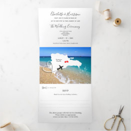 Small Dominican Republic Destination Wedding Tri-fold Invitation Front View