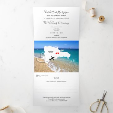 dominican republic destination wedding tri-fold invitation
