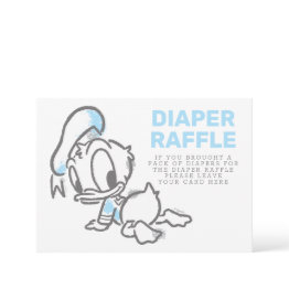 Small Donald Duck Boy Baby Shower Diaper Raffle Invitation Front View
