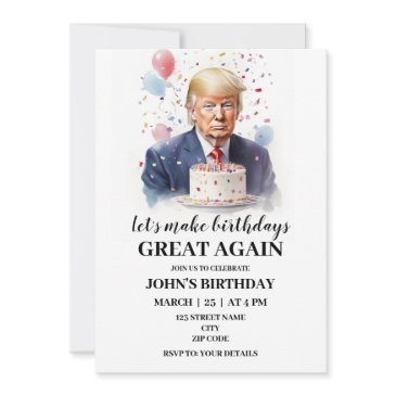 donald trump themed birthday invitation