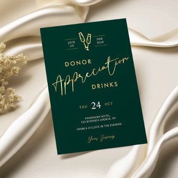 donor appreciation green & gold business event invitation