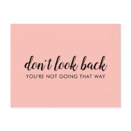 Small Don't Look Back | Modern Uplifting Peachy Pink Postinvitations Front View