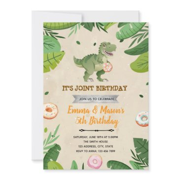 donut and dinosaur birthday invitation