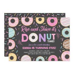 Small Donut Invitation Rise And Shine It's Donut Time Front View