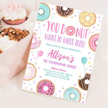 donut want to miss this pink sweet girl birthday invitation