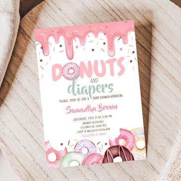 donuts and diapers sprinkle baby shower invitation