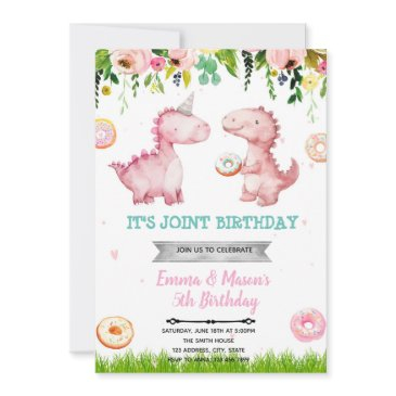 donuts and dinosaurs girl invitation