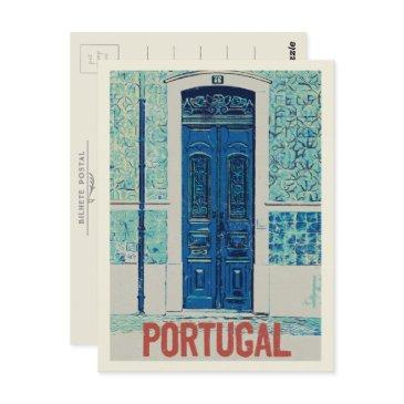 door, traditional tiles in portugal illustration postinvitations